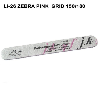 Εικόνα της JK Starnails File Zebra Pink LI-26 - Λίμα σε σχήμα Μπανάνας 150/180