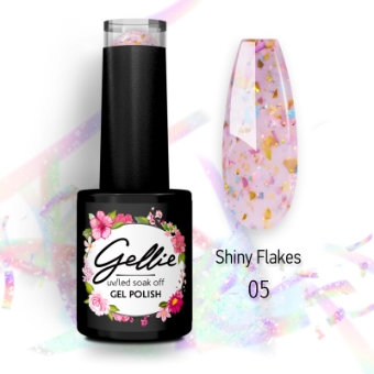 Εικόνα της Gellie Shiny Flakes 05 - Γαλακτερό πολύ απαλό ροζ με πολύχρωμα flakes