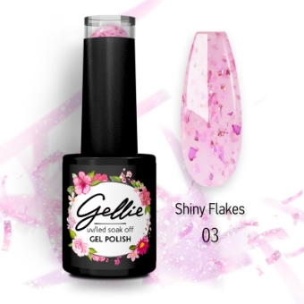 Εικόνα της Gellie Shiny Flakes 03 - Γαλακτερό λευκό με ροζ flakes