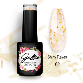Εικόνα της Gellie Shiny Flakes 02 - Γαλακτερό λευκό με χρυσά flakes