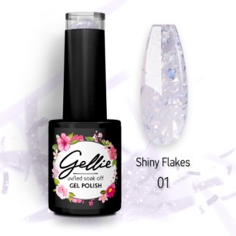Εικόνα της Gellie Shiny Flakes 01 - Γαλακτερό λευκό με ασημί flakes