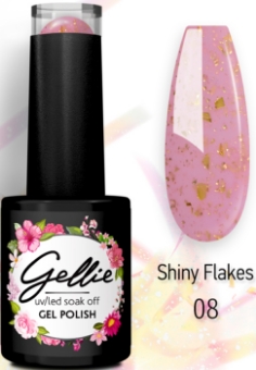 Εικόνα της Gellie Shiny Flakes 08 - Γαλακτερό ροζ με χρυσά flakes
