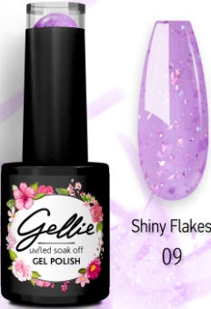 Εικόνα της Gellie Shiny Flakes 09 - Γαλακτερό μωβ με μωβ και ασημένια flakes