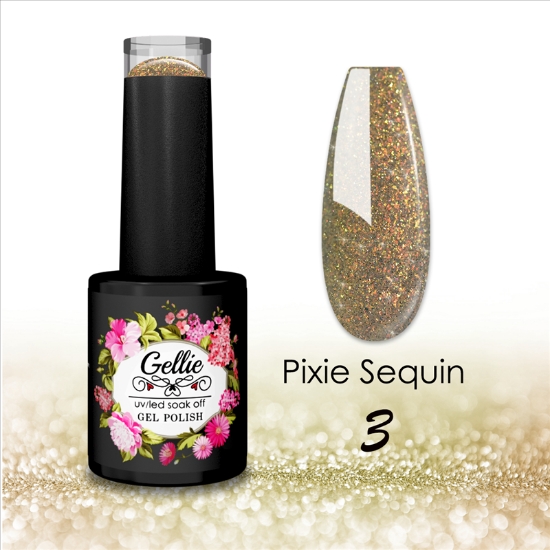 Εικόνα της JK Starnails Pixie Sequin 03 Gellie flash effect - Γκρι με Χρυσό 10ml