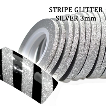 Εικόνα της JK Starnails Silver Glitter Stripe - Αυτοκόλλητη Ταινία silver glitter για τα Νύχια 3mm