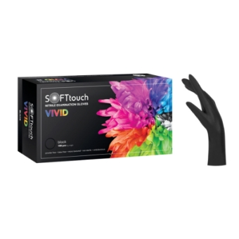 Εικόνα της Soft Touch Vivid Nitrile Gloves - Μαύρα Γάντια χωρίς Πούδρα (S) 100τμχ