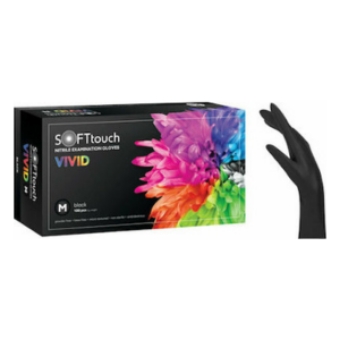 Εικόνα της Soft Touch Vivid Nitrile Gloves - Μαύρα Γάντια χωρίς Πούδρα (M) 100τμχ