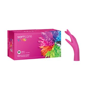 Εικόνα της Soft Care Vivid Nitrile Gloves (6%) - Φούξια Γάντια μιας Χρήσης (S) 100τμχ